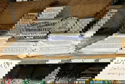 Over (150) enamel signs to include - NO SMOKING, NO ENTRY, WARNING, PUBLIC TELEPHONE, ENTANCE, NO