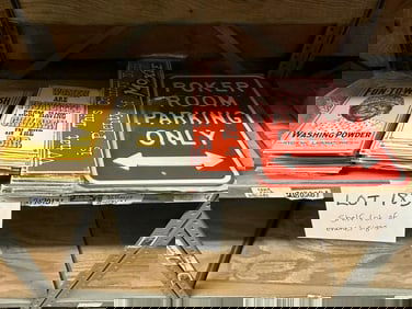 Over (80) enamel signs to include - WASHING POWDER, MOXIE, PARKING, WOMEN PROHIBITED……