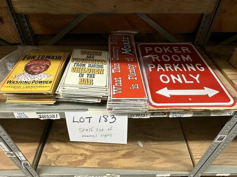 Over (80) enamel signs to include - WASHING POWDER, MOXIE, PARKING, WOMEN PROHIBITED…… (1 of 3)