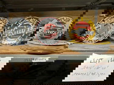Approx. (60) enamel AUTOMOBILE signs to include DODGE, BUICK, CHEVROLET…..