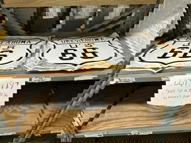 Small lot of enamel ROUTE 66 signs ( OKLAHOMA & NEW MEXICO )….about 7 or so….