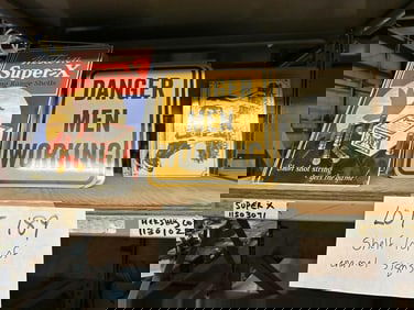 Over (100) pcs.of enamel signs to include WESTERN SUPER X, DANGER MEN WORKING, HERSHEY'S……