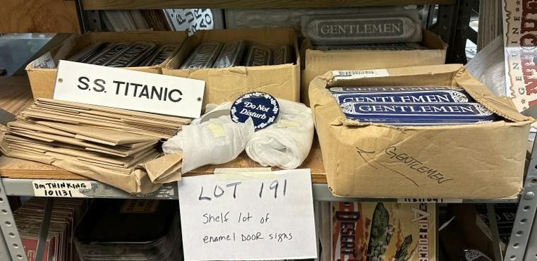 100's of enamel door signs….includes GENTLEMAN, ENTRANCE, S.S.TITANIC, DO NOT DISTURB….. (1 of 4)