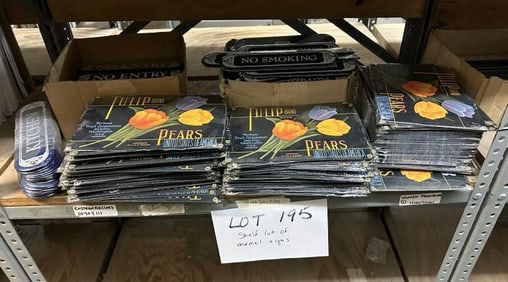 Approx (200) enamel signs incl. TULIP BRAND & DOOR SIGNS..as pictured…