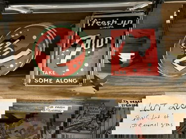 Over (75) pcs. 7 UP enamel signs….
