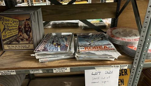 Approx. (100) enamel signs to incl. BUNION PLASTERS, AIR FORCE, AMERICAN AIRLINES……