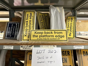 Over (150) enamel signs to include SMOKERS, KEEP BACK…….