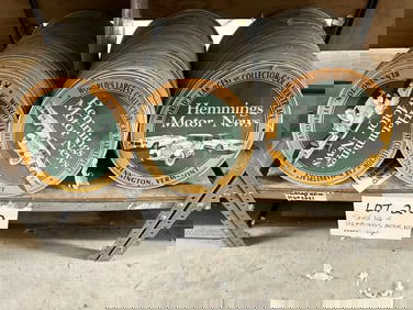 HEMMINGS MOTOR NEWS round enamel signs ( all the same ) approx. 250 signs…..
