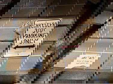 Pallet of enamel CHRYSLER 300 PARKING SIGNS, they measure 18" x 12", 230 pieces…...