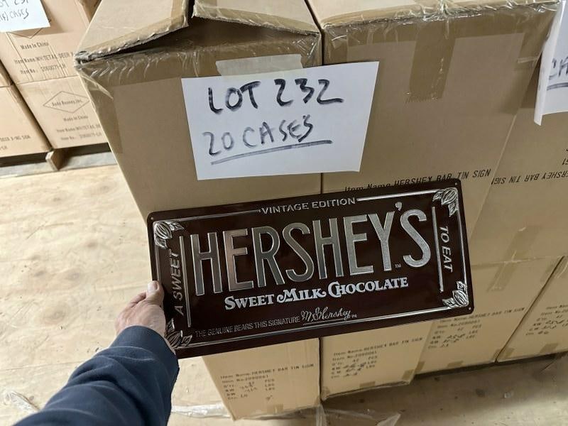 (20) cases (840 signs ) HERSHEY'S BAR tin embossed signs…..( 42 in a case ). They measure 8" x (1 of 1)