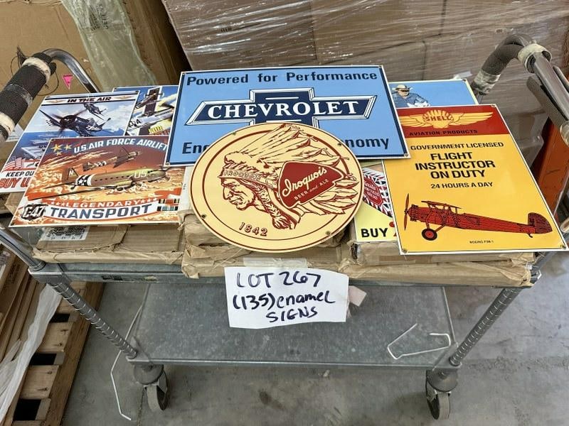 Big misc. pallet misc. enamel signs, good variety… (1 of 1)