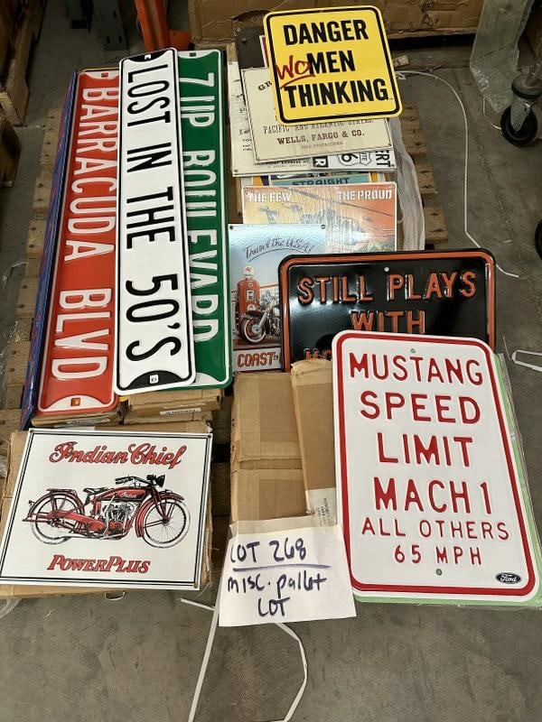 Big pallet lots misc. enamel signs & magnet panels, good lot to sort out… (1 of 1)