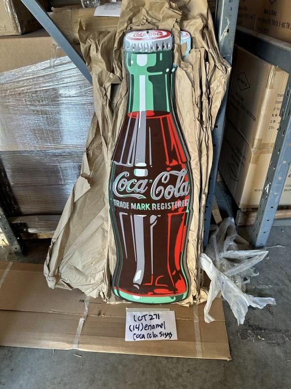 (14) COCA COLA limited edition, numbered enamel 43.5" x 13" bottles. Made in USA. (1 of 1)