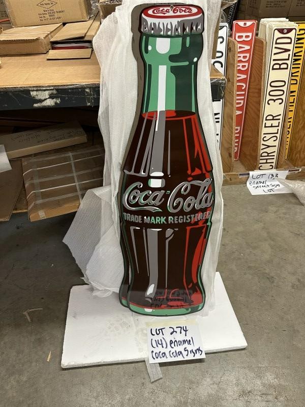 (14) COCA COLA limited edition, numbered enamel 43.5" x 13" bottles. Made in USA. (1 of 1)