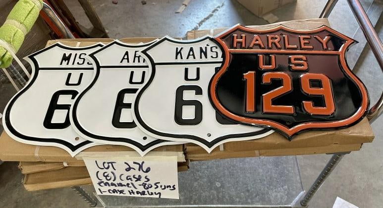 (8) cases (80 enamel signs ) (7) cases - ROUTE 66, & (1) case HARLEY DAVIDSON…. (1 of 1)