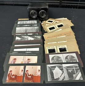 50 homemade stereos consisting of 30 regular views and 20 slide stereoviews. With fine homemade