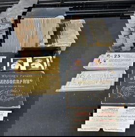 150+ Whiting top-notch lithos in box: 2 litho sets 25 cards each; box with 13 views of China, Japan,