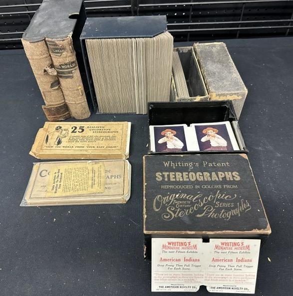 150+ Whiting top-notch lithos in box: 2 litho sets 25 cards each; box with 13 views of China, Japan,: 150+ Whiting top-notch lithos in box: 2 litho sets 25 cards each; box with 13 views of China, Japan, Burma; 102 European views in worn Tour box.