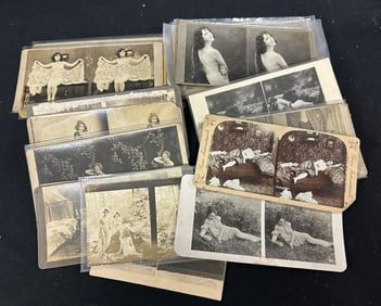 45 nudes & risque images comprising 34 vintage stereos, 2 vintage cabinet cards, and 9 modern color