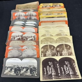 76 Stereoviews consisting of 29 Alaska views; 10 Cenntenial Expo views, and 37 views of NYS, PA, a
