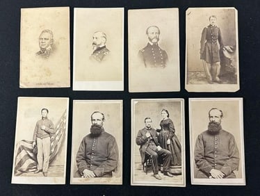 (8) CIVIL WAR cdv's of Soldiers, including STERLING PRICE, ADMIRAL DAHLGREN, a few with Photographer