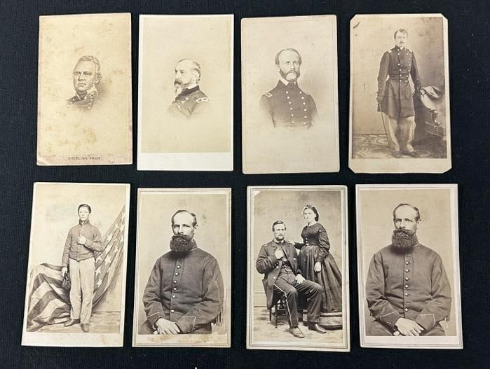 (8) CIVIL WAR cdv's of Soldiers, including STERLING PRICE, ADMIRAL DAHLGREN, a few with Photographer (1 of 3)