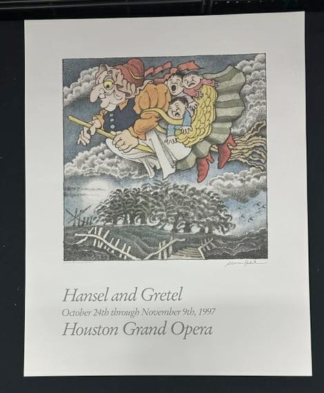 MAURICE SENDAK signed Hansel & Gretel poster, 1997 from the HOUSTON GRAND OPERA, this is an original (1 of 3)