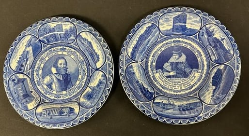 (2) blue & white STAFFORDSHIRE historical plates, in nice overall estate condition, crisp color,