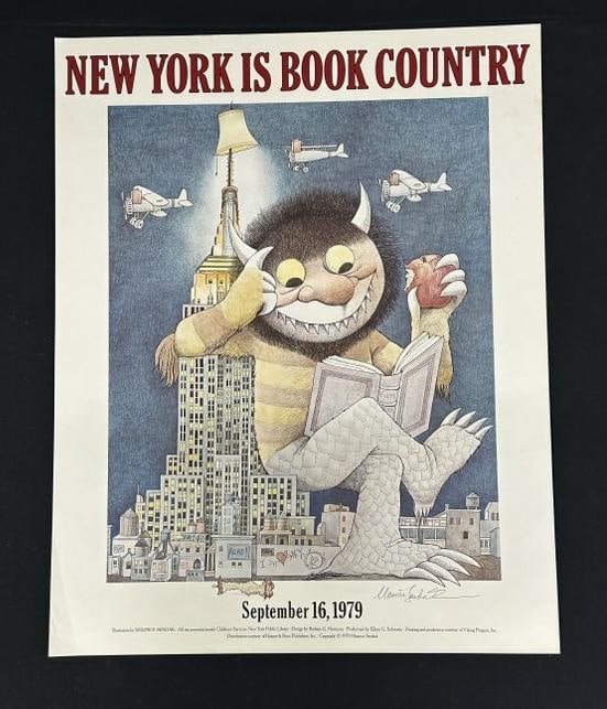 MAURICE SENDAK signed poster ( NEW YORK IS BOOK COUNTRY ), 1979, color poster depicting a Wild Thing (1 of 2)