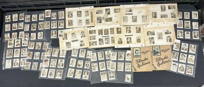 Big lot of early celebrity small promotional photographs, some in albums, the ones in sleeves have