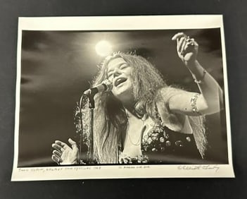 Elliot Landy signed Janis Joplin b & w photograph, inscribed to Marilyn with Love…..titled ( Janis