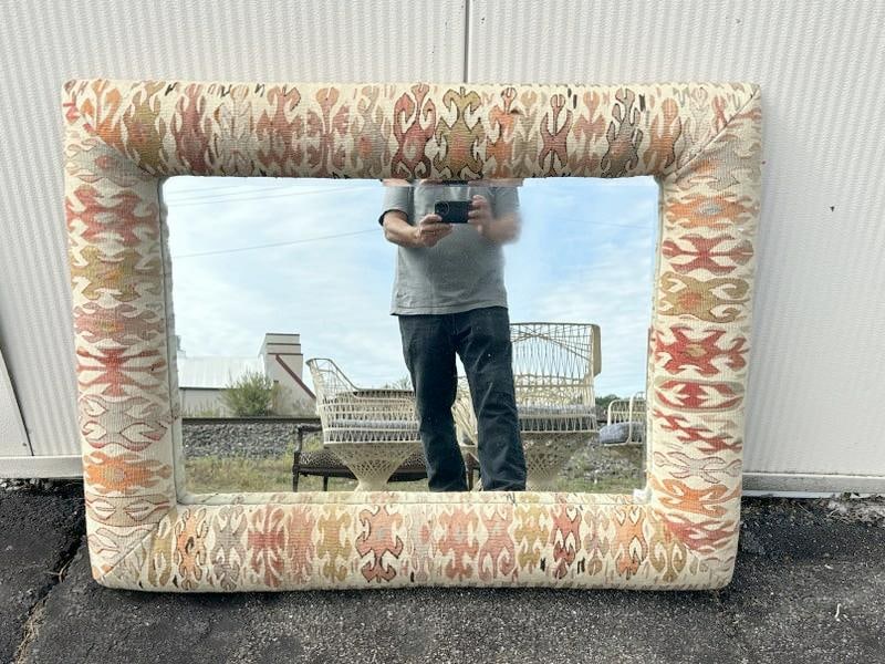 Decorative wool oriental rug pattern wall mirror, from Woodstock estate, purchased when they lived (1 of 2)