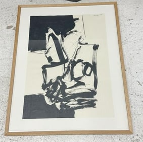 Ernest Frazier (1942 - 2004) black & white abstract gouache, from Woodstock, N.Y. collection we are