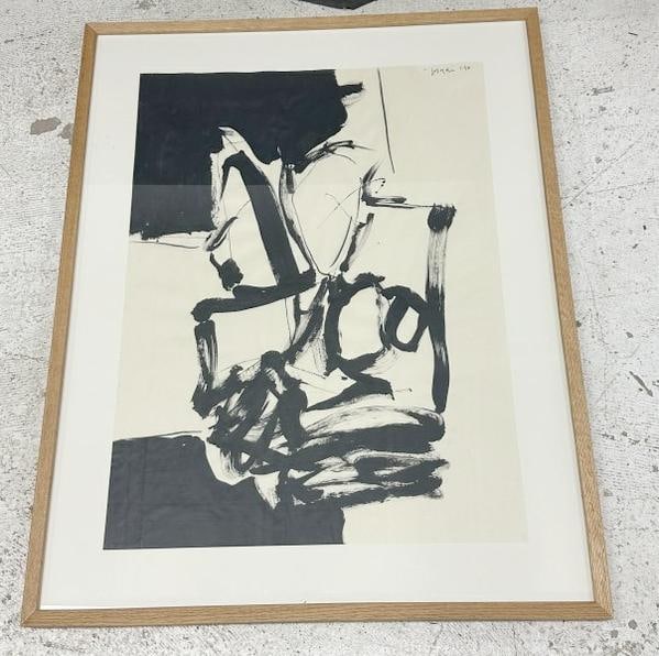 Ernest Frazier (1942 - 2004) black & white abstract gouache, from Woodstock, N.Y. collection we are (1 of 4)