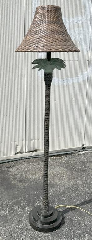 Decorative contemporary Pineapple design floor lamp, with wicker style shade, nice condition, (1 of 2)