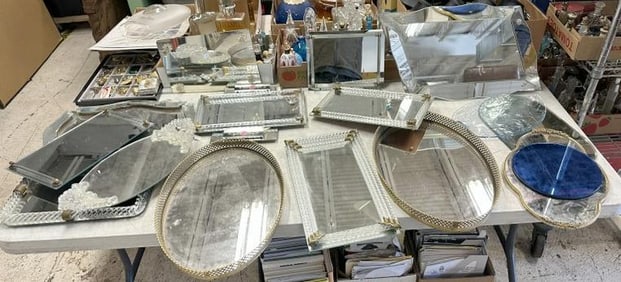 Lot of vintage mirror dresser trays, from PERFUME collection we are selling from Albany, N.Y. Good