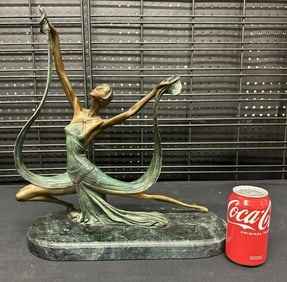 Vintage bronze "TIERRA" BY Johann Ferdinand Preiss on marble base, nice patina, nice overall estate