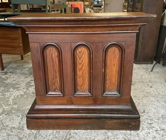 Wonderful 19th c walnut diminutive country store counter or from Church (?), from estate in Hudson