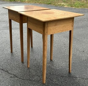 Pair nice custom walnut stands, nice condition, from Woodstock, N.Y. estate, pegged condtruction.
