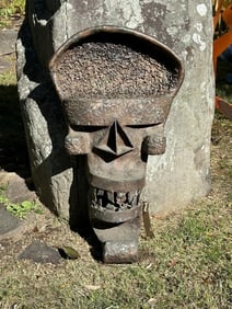 Maury Colow (1917-1993) Woodstock, N. Y. Texaco textured copper-bronze abstract hanging face, very