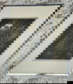 Julio De Diego (1900 - 1979) lithograph titled ( THE BORDELLO ), measures 12.5" x 10", silver frame
