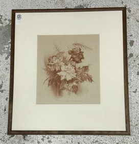 Rosella (Fiene) Hartman (1894 - 1984) signed print titled ( ROSES ), Edition of 30, nice estate