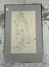 Dan Gelfand ( b 1948 ) impressionist drawing of nude woman, nicely framed and matted, signed lower