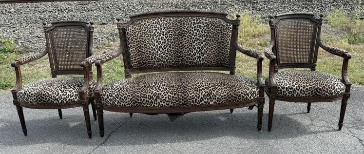 Fabulous (3) piece parlor set, from Park Avenue Penthouse in New York City. Has a leopard pattern (1 of 7)
