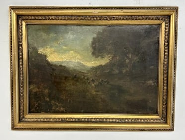 William Keith (1838 - 1911) o/c impressionist landscape with herd of sheep, signed lower right,