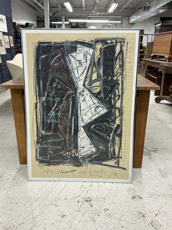 Ernest Frazier (1942 - 2004 African American ) large abstract gouache on paper. Painted in 1983, as (1 of 3)