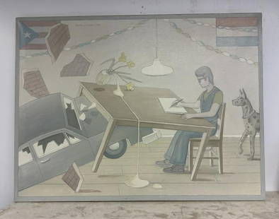 Anton van Dalen ( 1938-2024) o/c titled ( PLANNED INCIDENT -1979 ), with Cordier & Ekstrom Gallery: Anton van Dalen ( 1938-2024) o/c titled ( PLANNED INCIDENT -1979 ), with Cordier & Ekstrom Gallery label on stretcher, in very nice condition, from fine Woodstock, N.Y. estate collection we are sellin