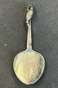 GEORG JENSEN sterling silver serving spoon, in very nice condition, measures 7.5" long, weighs (