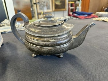 Early silver teapot, hallmarked with small letter ( b ) inside, as pictured. Nice overall condition,