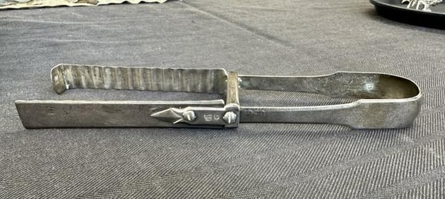 William Ely & William Fearn early silver asparagus tongs, hallmarks as pictured,